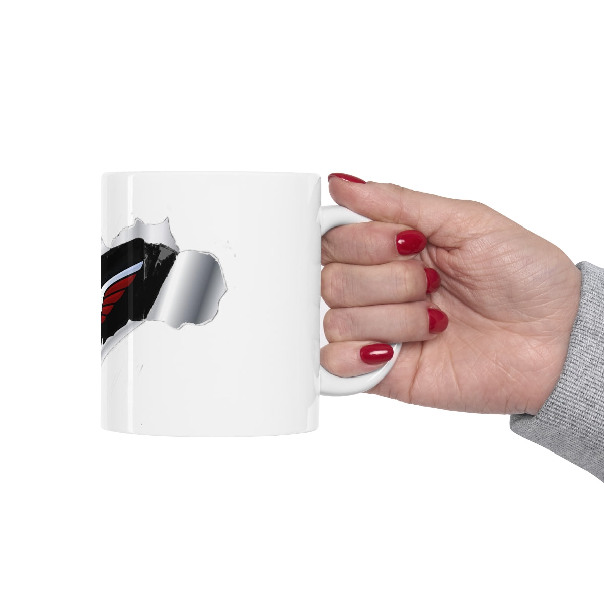 Ceramic Mug 11.0 oz - Superfly ElectroCycles Cool 3D Style Print w/ Logo inside peeled back outer layer