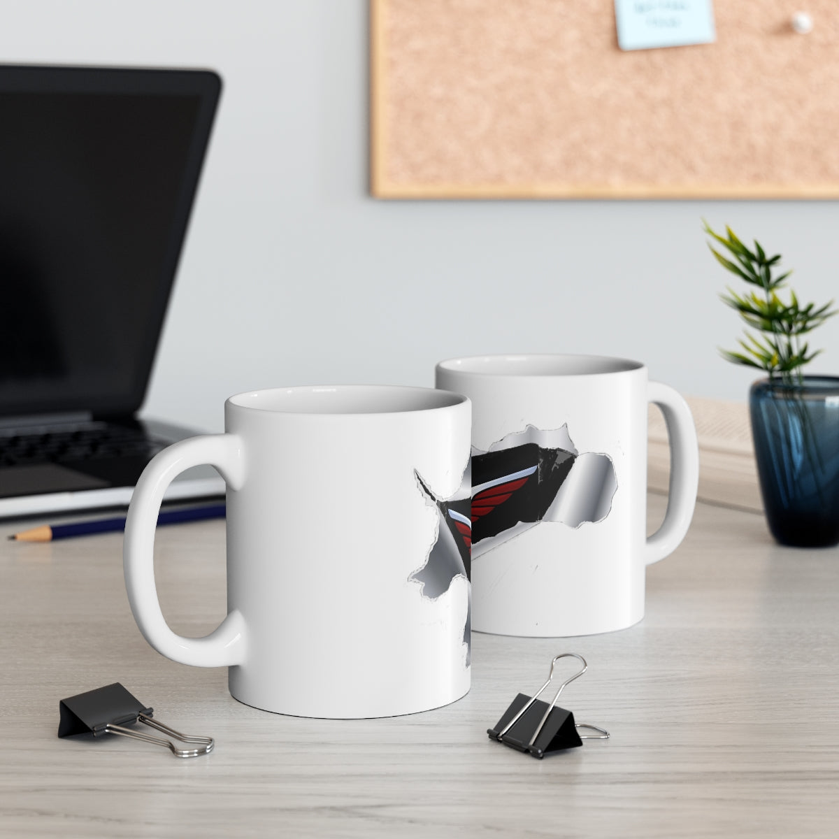 Ceramic Mug 11.0 oz - Superfly ElectroCycles Cool 3D Style Print w/ Logo inside peeled back outer layer