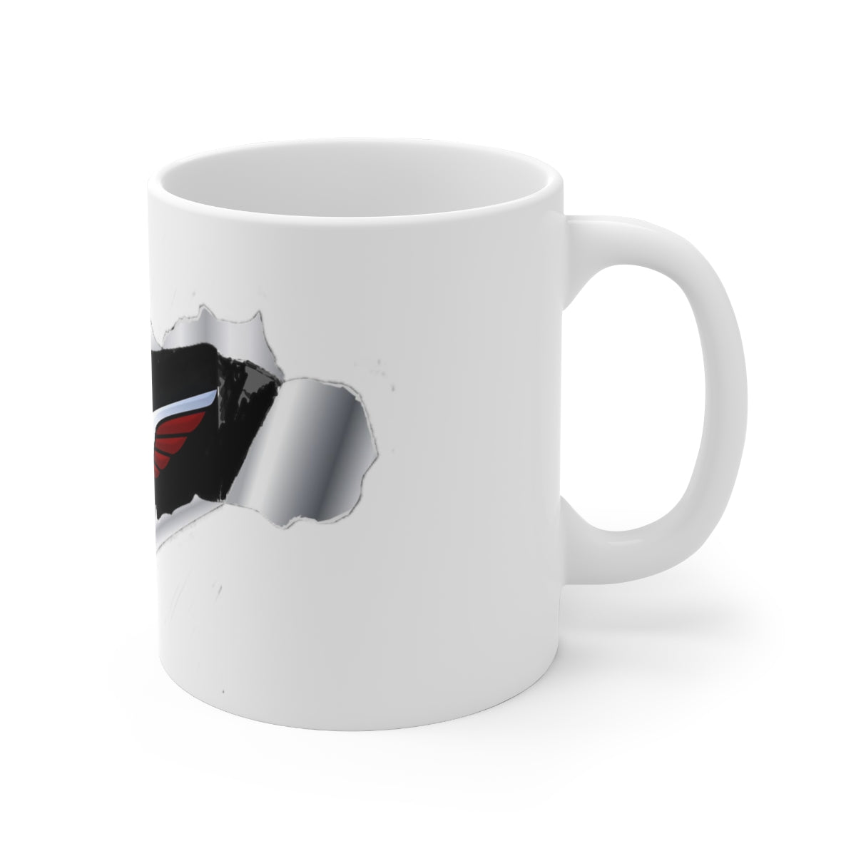 Ceramic Mug 11.0 oz - Superfly ElectroCycles Cool 3D Style Print w/ Logo inside peeled back outer layer