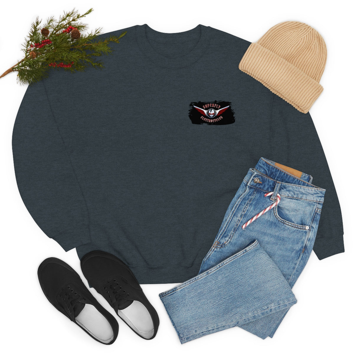 OFFICIAL Superfly ElectroCycles Shop Heavy Blend Sweatshirt (Gildan)- (F/B Print)