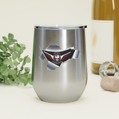 12oz Insulated Wine Tumbler -  Cool Superfly ElectroCycles 3D Style Print w/ logo inside a peeled back surface layer